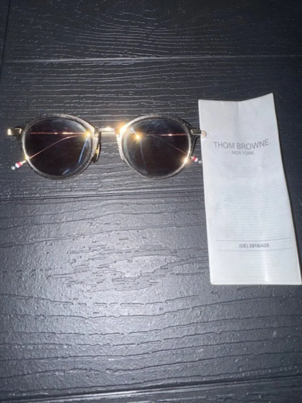 Thom Browne  Novelty Unisex White-Gold/Dark Sunglasses ($775)